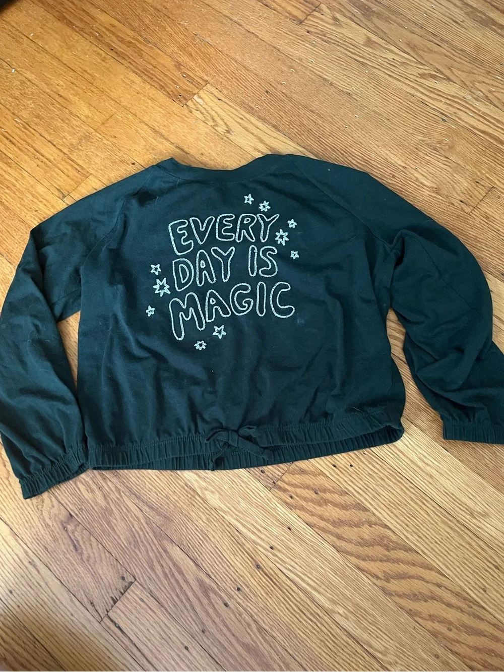 Every Day Is Magic Kids Deep Green Crop Shirt